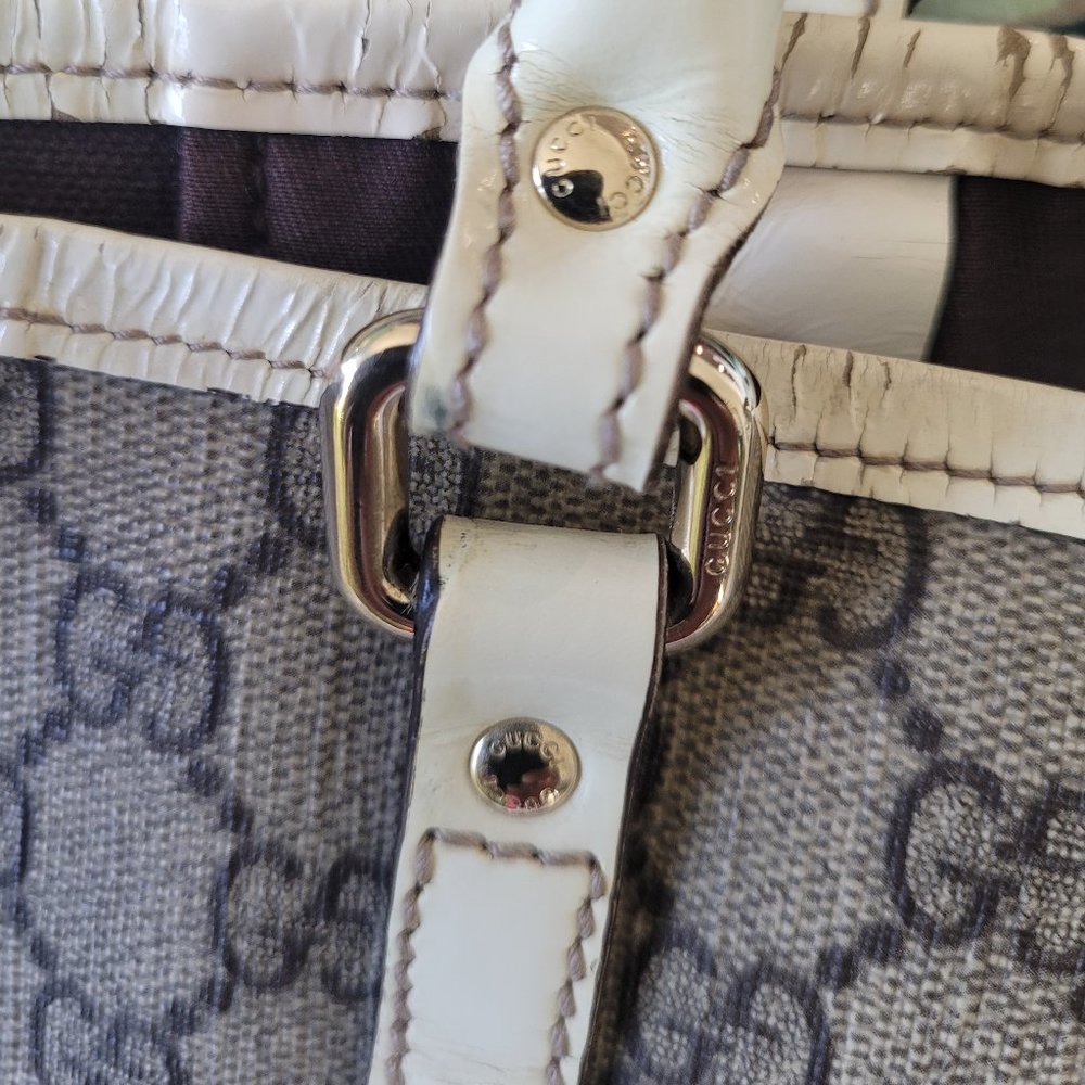 GUCCI**RARE EXTRA LARGE SIZE **20 X 13 X 8** TOTE CREAM/TAN - Picture 7 of 14